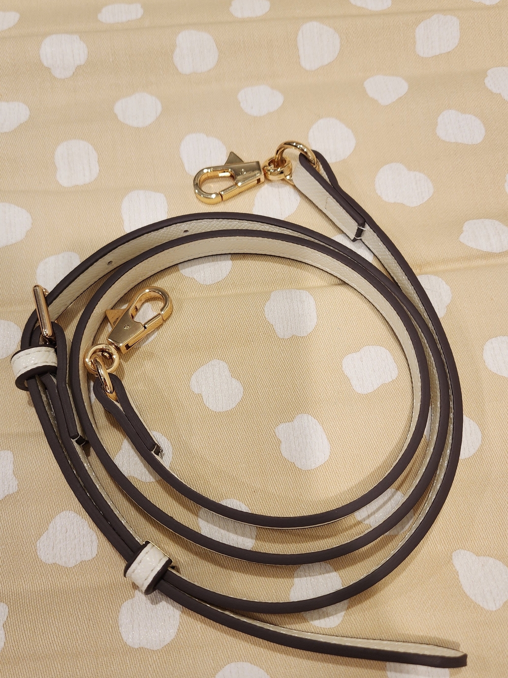 NWOT Leather Crossbody Strap in Cream White with Gold Hardware Free Shipping